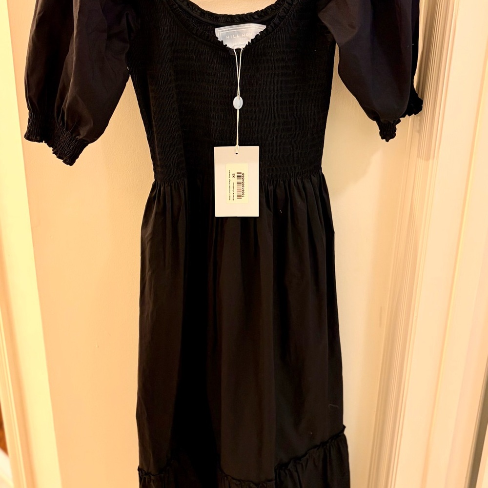 Hill House Louisa Nap Dress in Black Cotton Poplin (NEW WITH TAGS)